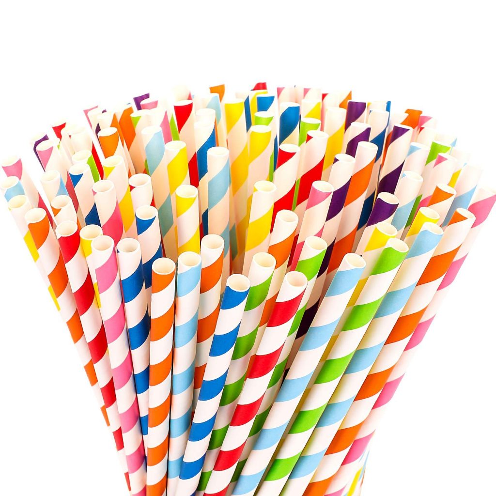 Rainbow Stripe color paper straw, Multicolor paper straw, bio straw, bio biodegradable straw, paper straw Cambodian supplier